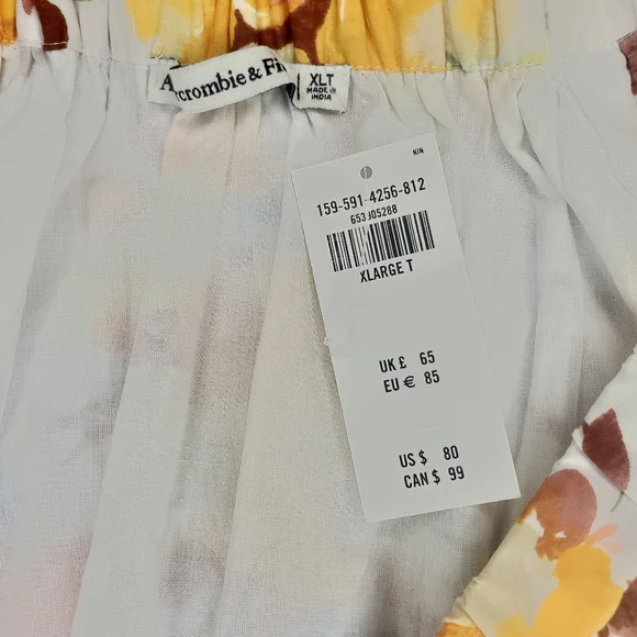 NWT Abercrombie & Fitch Poplin Puff Sleeve Babydoll Mini Dress Size XL - Picture 12 of 14